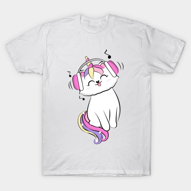 Cute loving Caticorn Music Unicorn girl T-Shirt by Novelty-art